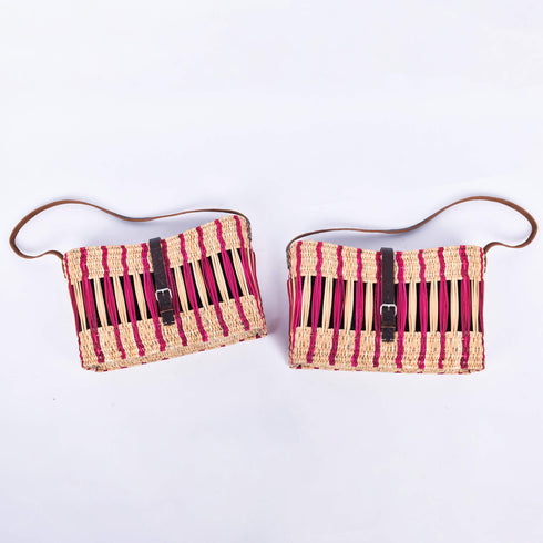 Handcrafted French Basket with Pink Stripe - Decorative, Versatile, Eco-Friendly